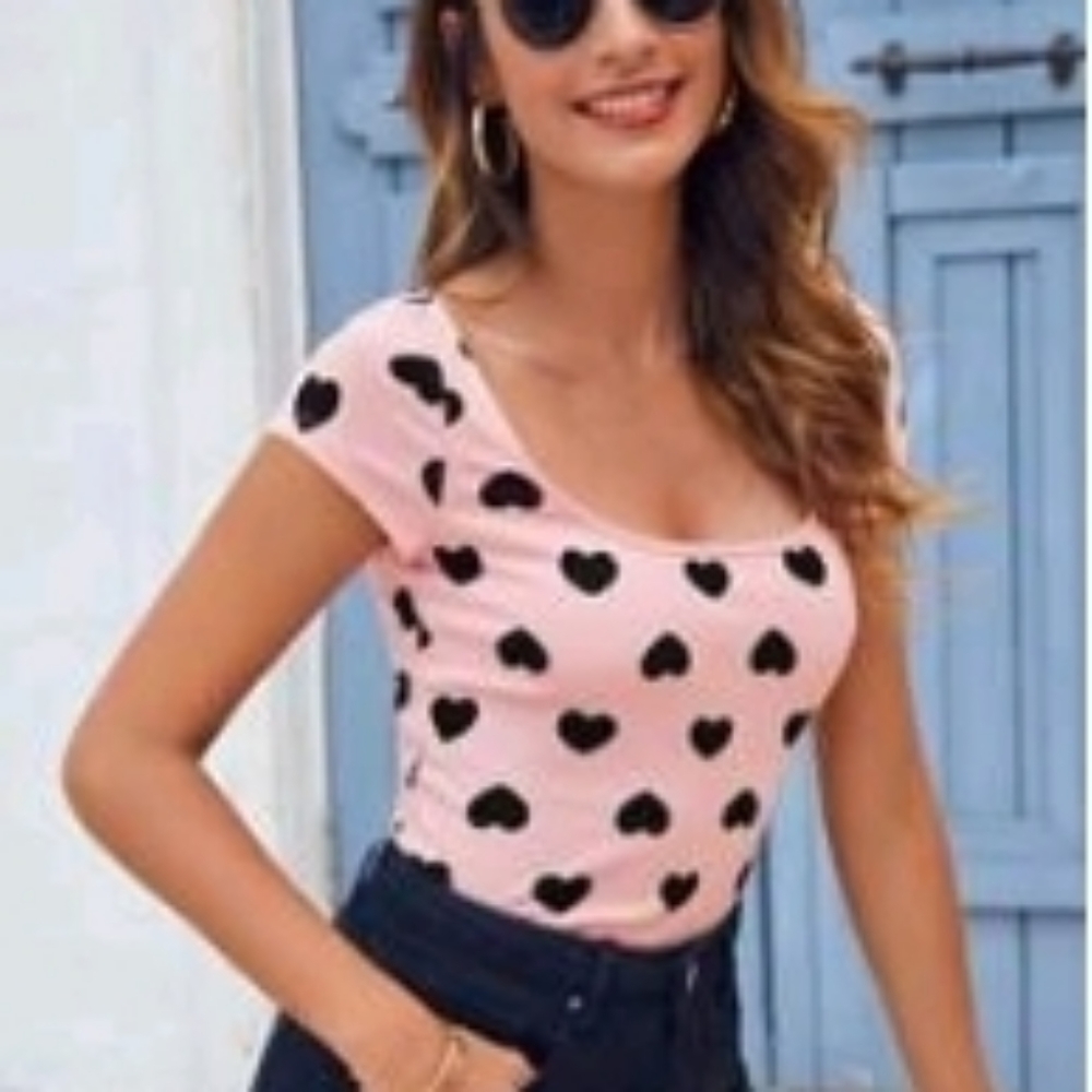 Pink heart crop top